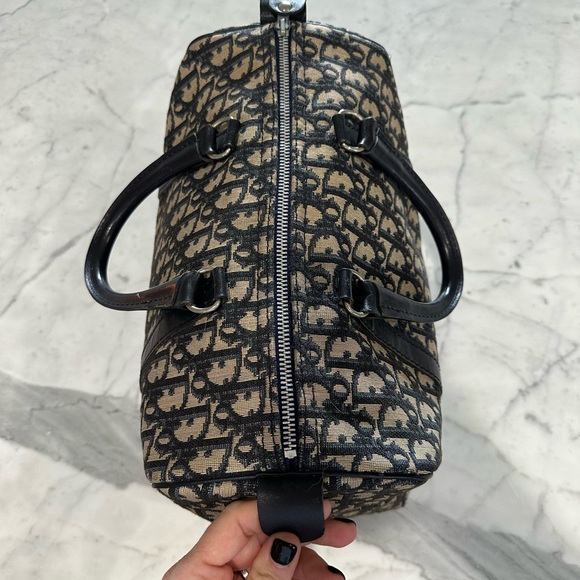 Authentic Christian Dior Boston Bag Trotter Monogram Canvas Blue Leather. EUC - Picture 9 of 17